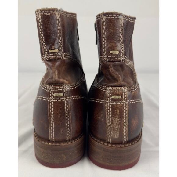 BED|STU Eiffel Women's Boots 10 Brown Distressed Leather Ankle Zip Red Soles - Picture 7 of 15